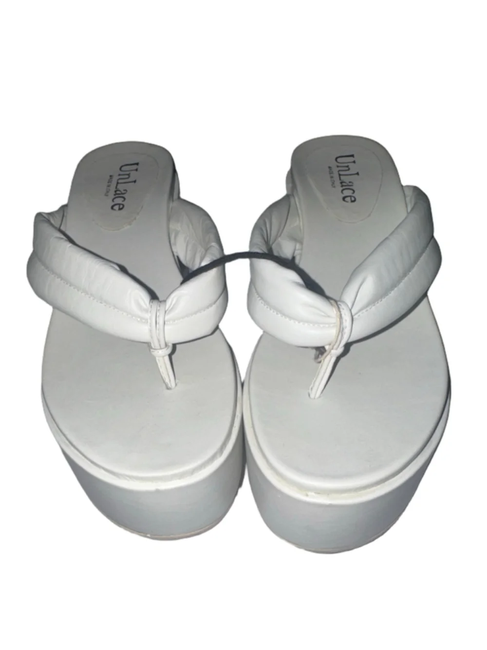 NWT UnLace Italian White Platform Wedge Sandals Size 9.5